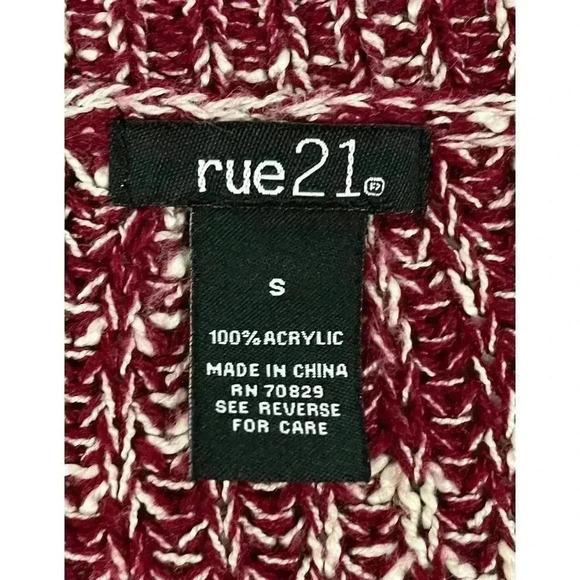 Rue 21 Red Pullover Sweater Small Knit Long Sleeve Ties Women's - Picture 4 of 14